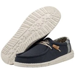 Wally Break Stitch - Navy -Stepwise Sales Store 110792568 WALLY LINEN NATURAL NAVY LEFT 3 1