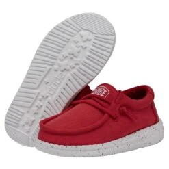 Wally Toddler Slub Canvas - Red -Stepwise Sales Store 40029 610 WALLYTODDLERSLUBCANVAS RED PAIRBOTTOM