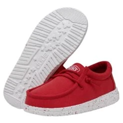 Wally Youth Slub Canvas - Red -Stepwise Sales Store 40044 610 WALLYYOUTHSLUBCANVAS RED PAIRBOTTOM