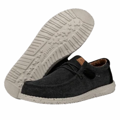 Wally Washed Canvas - Black -Stepwise Sales Store FW23 M 40296 001 WALLY WASHED CANVAS BLACK LEFT PAIROUTSOLE